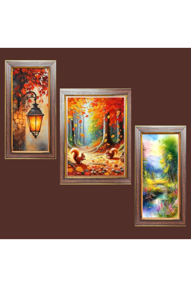 3-Pack Mysteries of the Misty Forest Photo Frames - 2 Pieces 14x21 Inch & 1 Piece 18x21 Inch - Rustic Wall Art for Home & Office Decor - Botanical Wall Hanging for Living Room, Bedroom, or Works