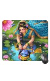 Customized Lord Krishna and Radha Picture Sublimation Mouse Pad | 8 X 7.5 Inch | Smooth Cloth Surface | Non-Slip Rubber Base | Personalized Mousepad for Laptop & Desktop (F17008)
