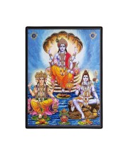 Lord Brahma Lord Vishnu & Lord Shiva Laminated Photo - 7x9 Inches, Divine Blessings for Home & Office and Temple Decoration
