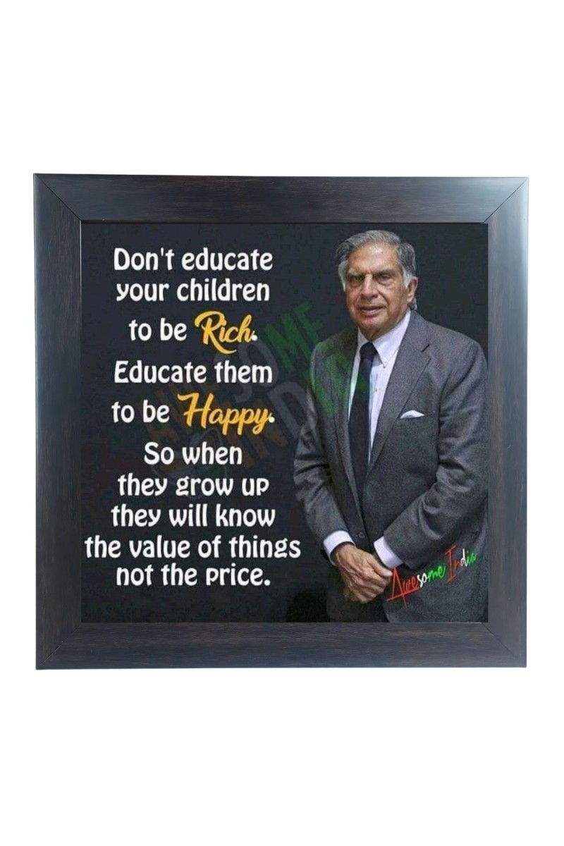 Hitech Sales Ratan Tata Motivational Quotes Wall Frames, Inspirational Quotes Wall Framed Posters for Room, Office, Study Desk, Decor (Tabletop, Square – 10.10 x 10.10 inches Frame, Black)