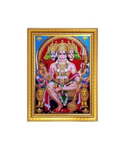Lord Panchmukhi Hanuman ji Photo Frame - 10x14 Inches, Brown Wooden Frame for Home, Office & Temple Decoration