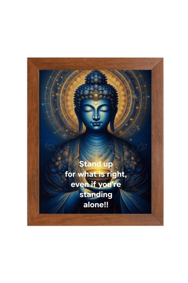 Buddha & His Famous Quote Photo Frame - Brown Frame, Perfect for Office & Wall Decoration, Ideal Gift