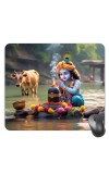 Customized Lord Krishna Picture Sublimation Mouse Pad | 8 X 7.5 Inch | Smooth Cloth Surface | Non-Slip Rubber Base | Personalized Mousepad for Laptop & Desktop (F17120)