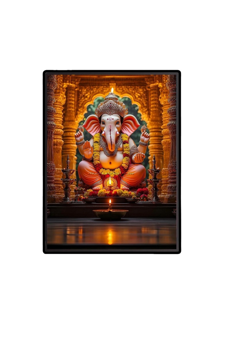 Ganesh Laminated Photo - 5x7 Inches, Divine Blessings for Home & Office and Temple Decoration