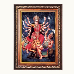 Sri Maa Durga Color Photo 10x14 Inch - Vibrant Religious Wall Art for Home or Office Decor.