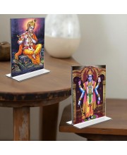 Sri Krishna & Lord Narayan Acrylic T-Style Photo Stand - 11x13 Inches, Compact and Stylish Spiritual Display, easily change 2 photos (Pack of 1)