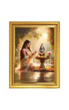 God shiva Photo Frame - 10x14 Inches, Brown Wooden Frame for Home, Office & Temple Decoration