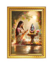 God shiva Photo Frame - 10x14 Inches, Brown Wooden Frame for Home, Office & Temple Decoration