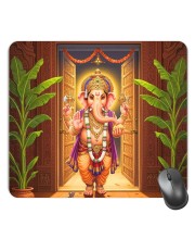 Customized Lord Ganesha Picture Sublimation Mouse Pad | 8 X 7.5 Inch | Smooth Cloth Surface | Non-Slip Rubber Base | Personalized Mousepad for Laptop & Desktop (F17124)