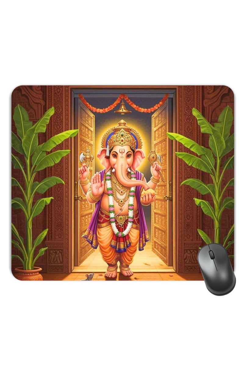Customized Lord Ganesha Picture Sublimation Mouse Pad | 8 X 7.5 Inch | Smooth Cloth Surface | Non-Slip Rubber Base | Personalized Mousepad for Laptop & Desktop (F17124)