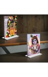 Lord Ram Lalla & Sri Krishna Acrylic T-Style Photo Stand - 9x11 Inches, Compact and Stylish Spiritual Display, easily change 2 photos (Pack of 1)