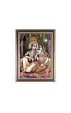 Maa Radha with Sri Krishna Photo Frame - 10x14 Inches, Brown Wooden Frame for Home, Office & Temple Decoration