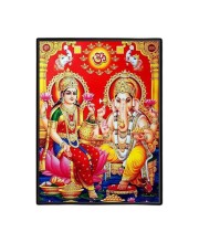 Maa Lakshmi & Lord Ganesh Laminated Photo - 11x13 Inches, Divine Blessings for Home & Office and Temple Decoration