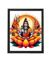 Hitech Sales Lord Shiva Polystyrene Photo Frame for Pooja Room, Temple Decor, Home Decoration and Gifting (Wall and Tabletop, Rectangular, Printed Photo, 7.12 x 9.12 inches Frame, Black)