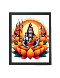 Hitech Sales Lord Shiva Polystyrene Photo Frame for Pooja Room, Temple Decor, Home Decoration and Gifting (Wall and Tabletop, Rectangular, Printed Photo, 7.12 x 9.12 inches Frame, Black)
