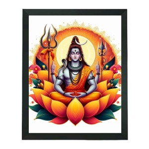 Hitech Sales Lord Shiva Polystyrene Photo Frame for Pooja Room, Temple Decor, Home Decoration and Gifting (Wall and Tabletop, Rectangular, Printed Photo, 7.12 x 9.12 inches Frame, Black)