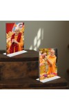 Swaminarayan Acrylic T-Style Photo Stand, Compact and Stylish Spiritual Display, easily change 2 photos (Pack of 1)