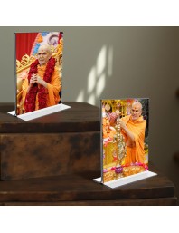 Swaminarayan Acrylic T-Style Photo Stand - 7x9 Inches, Compact and Stylish Spiritual Display, easily change 2 photos (Pack of 1)