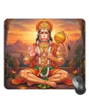 Customized Lord Hanuman Picture Sublimation Mouse Pad | 8 X 7.5 Inch | Smooth Cloth Surface | Non-Slip Rubber Base | Personalized Mousepad for Laptop & Desktop (F16972)