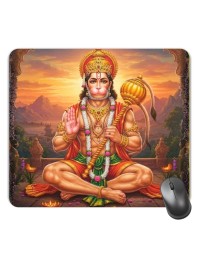 Customized Lord Hanuman Picture Sublimation Mouse Pad | 8 X 7.5 Inch | Smooth Cloth Surface | Non-Slip Rubber Base | Personalized Mousepad for Laptop & Desktop (F16972)