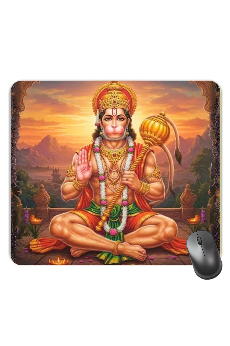 Customized Lord Hanuman Picture Sublimation Mouse Pad | 8 X 7.5 Inch | Smooth Cloth Surface | Non-Slip Rubber Base | Personalized Mousepad for Laptop & Desktop (F16972)