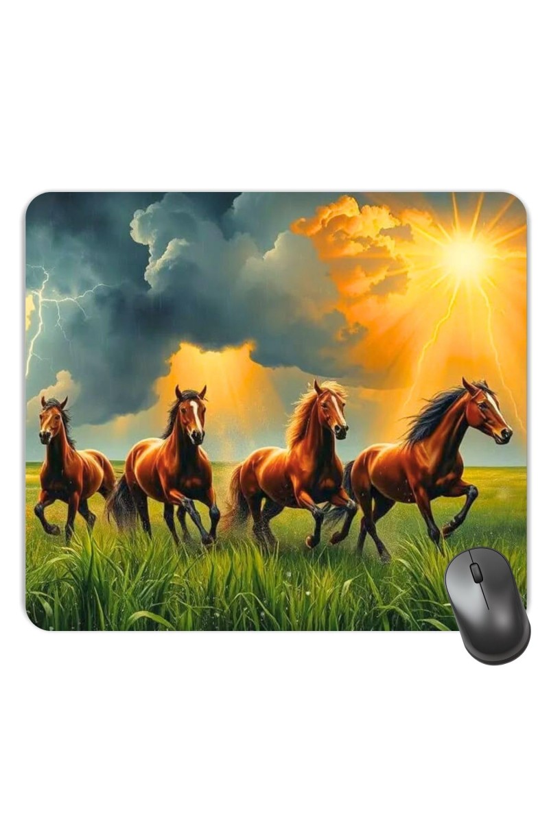 Customized Beautiful Horse Picture Sublimation Mouse Pad | 8 X 7.5 Inch | Smooth Cloth Surface | Non-Slip Rubber Base | Personalized Mousepad for Laptop & Desktop (F17110)