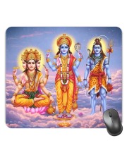 Customized Bramha Vishnu Shiva Picture Sublimation Mouse Pad | 8 X 7.5 Inch | Smooth Cloth Surface | Non-Slip Rubber Base | Personalized Mousepad for Laptop & Desktop (F17221)
