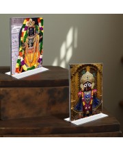 Lord Ram Lalla & Lord Jagannath Acrylic T-Style Photo Stand - 11x13 Inches, Compact and Stylish Spiritual Display, easily change 2 photos (Pack of 1)