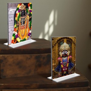 Lord Ram Lalla & Lord Jagannath Acrylic T-Style Photo Stand - 5x7 Inches, Compact and Stylish Spiritual Display, easily change 2 photos (Pack of 1) Lord Ram Lalla & Lord Jagannath Acrylic T-Style Photo Stand - 5x7 Inches, Compact and Stylish Spiritual Display, easily change 2 photos (Pack of 1)