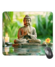 Customized Serene Buddha Picture Sublimation Mouse Pad | 8 X 7.5 Inch | Smooth Cloth Surface | Non-Slip Rubber Base | Personalized Mousepad for Laptop & Desktop (F16977)