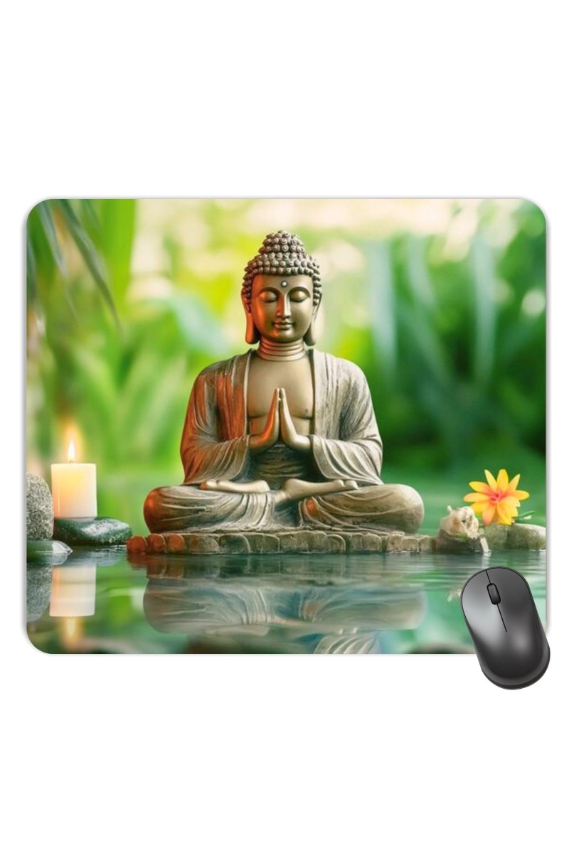 Customized Serene Buddha Picture Sublimation Mouse Pad | 8 X 7.5 Inch | Smooth Cloth Surface | Non-Slip Rubber Base | Personalized Mousepad for Laptop & Desktop (F16977)
