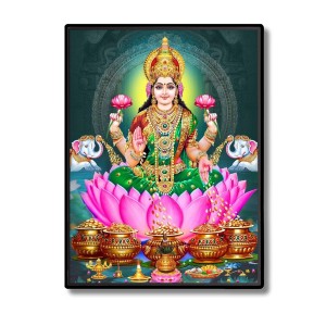 Lakshmi Laminated Photo - 11x13 Inches, Divine Blessings for Home & Office and Temple Decoration Lakshmi Laminated Photo - 11x13 Inches, Divine Blessings for Home & Office and Temple Decoration