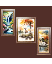 3-Pack Whispers of the Wild painting Photo Frames - 2 Pieces 10x17 Inch & 1 Piece 14x17 Inch - Rustic Wall Art for Home & Office Decor - Botanical Wall Hanging for Living Room, Bedroom, or Works