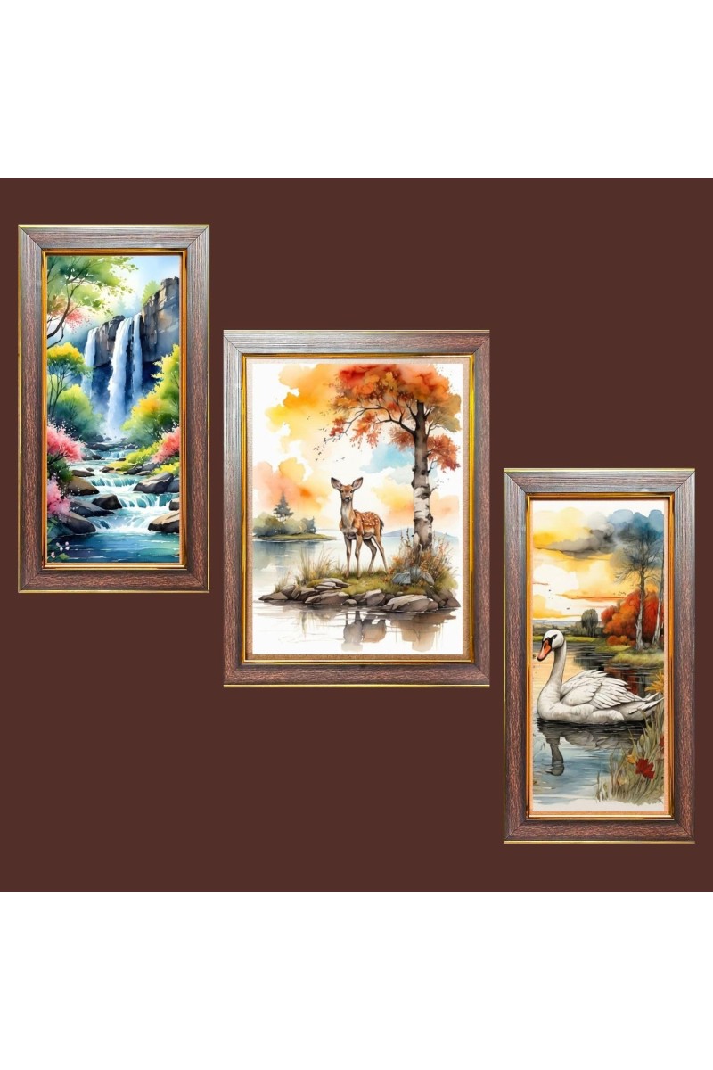 3-Pack Whispers of the Wild painting Photo Frames - 2 Pieces 12x19 Inch & 1 Piece 16x19 Inch - Rustic Wall Art for Home & Office Decor - Botanical Wall Hanging for Living Room, Bedroom, or Works