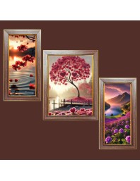 3-Pack Natureâ€™s Embrace Photo Frames - 2 Pieces 8x15 Inch & 1 Piece 12x15 Inch - Rustic Wall Art for Home & Office Decor - Botanical Wall Hanging for Living Room, Bedroom, or Workspace
