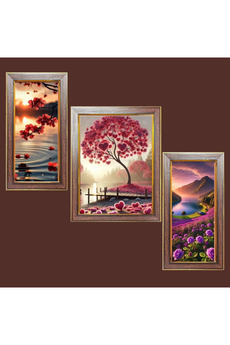 3-Pack Natureâ€™s Embrace Photo Frames - 2 Pieces 12x19 Inch & 1 Piece 16x19 Inch - Rustic Wall Art for Home & Office Decor - Botanical Wall Hanging for Living Room, Bedroom, or Workspace