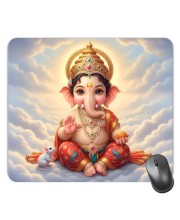 Customized Lord Little Ganesha Picture Sublimation Mouse Pad | 8 X 7.5 Inch | Smooth Cloth Surface | Non-Slip Rubber Base | Personalized Mousepad for Laptop & Desktop (F17137)