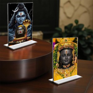 Lord Shiva & Ram Lala Acrylic T-Style Photo Stand, Compact and Stylish Spiritual Display, easily change 2 photos (Pack of 1) Lord Shiva & Ram Lala Acrylic T-Style Photo Stand, Compact and Stylish Spiritual Display, easily change 2 photos (Pack of 1)