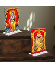 Sri Ram & Lord Tirupati Balaji Acrylic T-Style Photo Stand - 11x13 Inches, Compact and Stylish Spiritual Display, easily change 2 photos (Pack of 1)