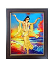 Hitech Sales Shri Chaitanya Mahaprabhu Photo Frame for Pooja Room, Temple Decor, Home Decoration and Gift (Wall and Tabletop, Rectangular, Polystyrene Frame, Printed Photo, 24 x 29 cm, Black)