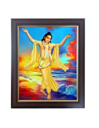 Hitech Sales Shri Chaitanya Mahaprabhu Photo Frame for Pooja Room, Temple Decor, Home Decoration and Gift (Wall and Tabletop, Rectangular, Polystyrene Frame, Printed Photo, 24 x 29 cm, Black)