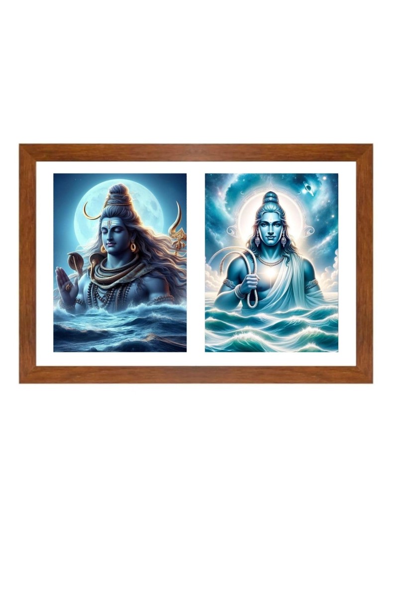 Lord shiva and varuna Photo Frame - 19x23Inches - Spiritual Artwork for Home Decor, Puja Room and Office Decoration