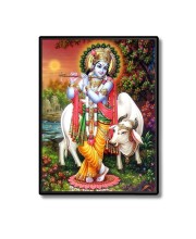 Krishna Laminated Photo - 7x9 Inches, Divine Blessings for Home & Office and Temple Decoration