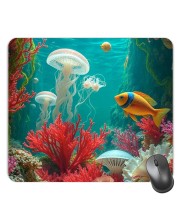 Customized Beautiful Fish in Sea Picture Sublimation Mouse Pad | 8 X 7.5 Inch | Smooth Cloth Surface | Non-Slip Rubber Base | Personalized Mousepad for Laptop & Desktop (F17306)