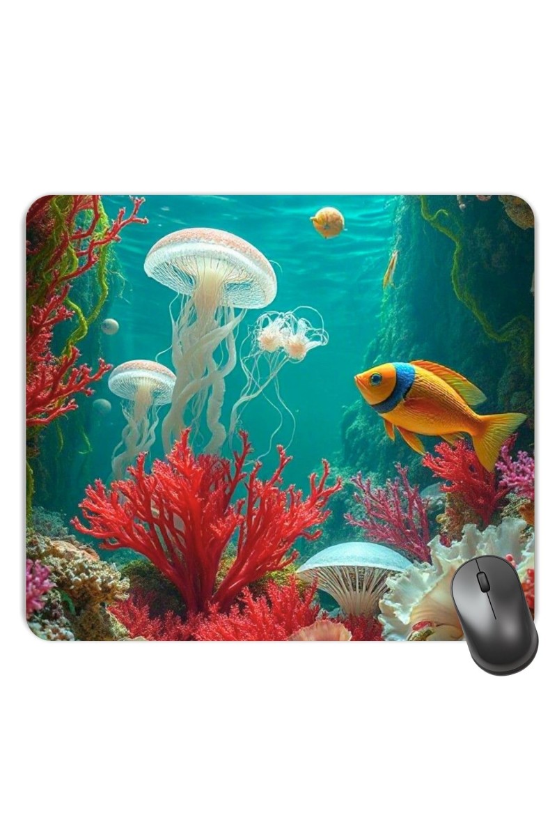 Customized Beautiful Fish in Sea Picture Sublimation Mouse Pad | 8 X 7.5 Inch | Smooth Cloth Surface | Non-Slip Rubber Base | Personalized Mousepad for Laptop & Desktop (F17306)