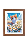 AI Funny Cute Cat Art Picture for Kids - 10x14 inches, Brown Color - Perfect Wall Decor for Children's Room