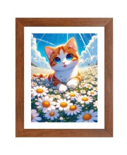 AI Funny Cute Cat Art Picture for Kids - 10x14 inches, Brown Color - Perfect Wall Decor for Children's Room