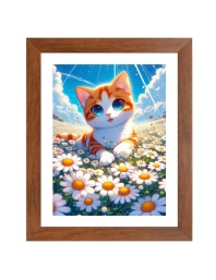 AI Funny Cute Cat Art Picture for Kids - 10x14 inches, Brown Color - Perfect Wall Decor for Children's Room
