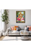 Saraswati Laminated Photo - 7x9 Inches, Divine Blessings for Home & Office and Temple Decoration
