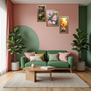 3-Pack The beautiful butterflies Photo Frames - 2 Pieces 12x19 Inch & 1 Piece 16x19 Inch - Rustic Wall Art for Home & Office Decor - Botanical Wall Hanging for Living Room, Bedroom, or Workspace